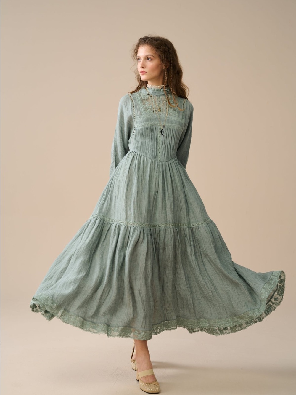 Beverly 31| victorian linen dress in pine green